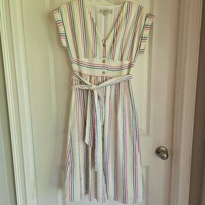 Loft Seersucker Striped Dress. 0P